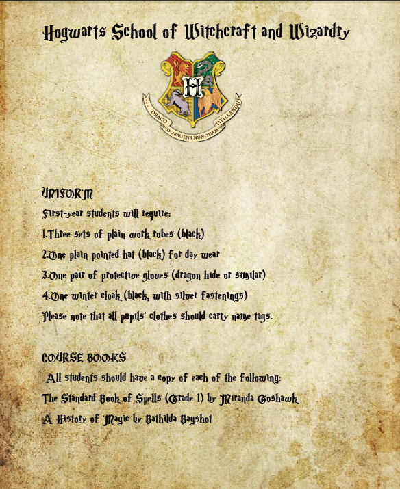 DIY Hogwarts Acceptance Letter